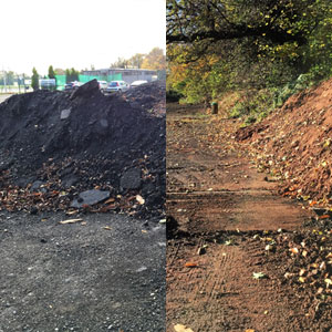 Contaminated land before and after photo