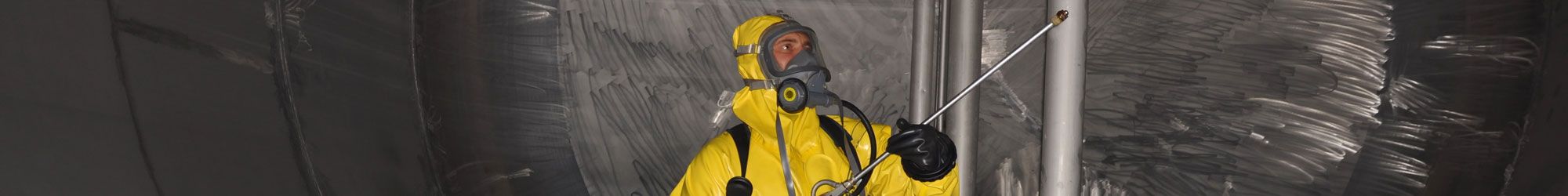 Industrial factory cleaning in safety suit