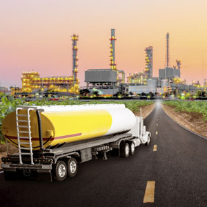 Industrial tanker on road