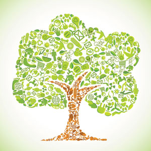 Tree illustration made of eco icons